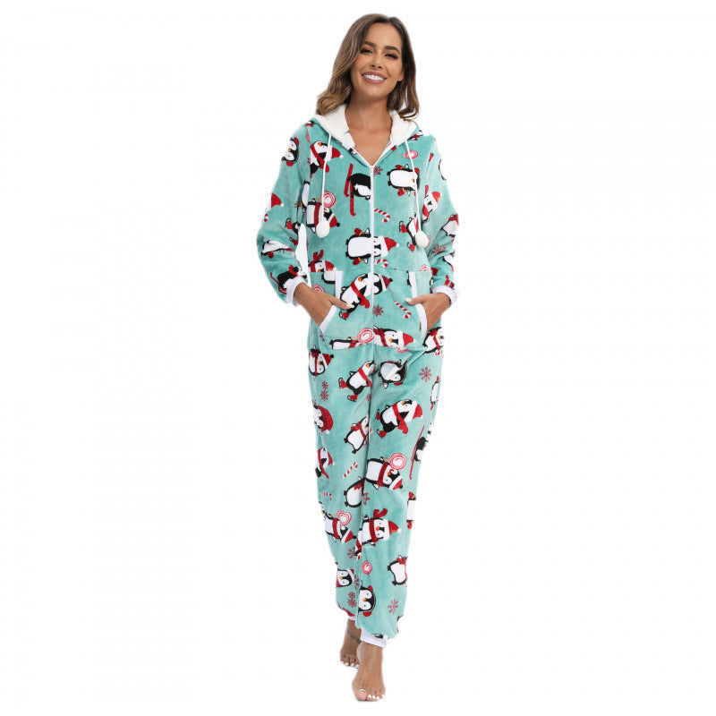 Combinaison pyjama à capuche et motifs fantaisie — Amielle Paris