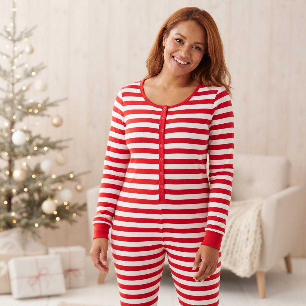 Combinaison pyjama de Noël à rayures — Amielle Paris