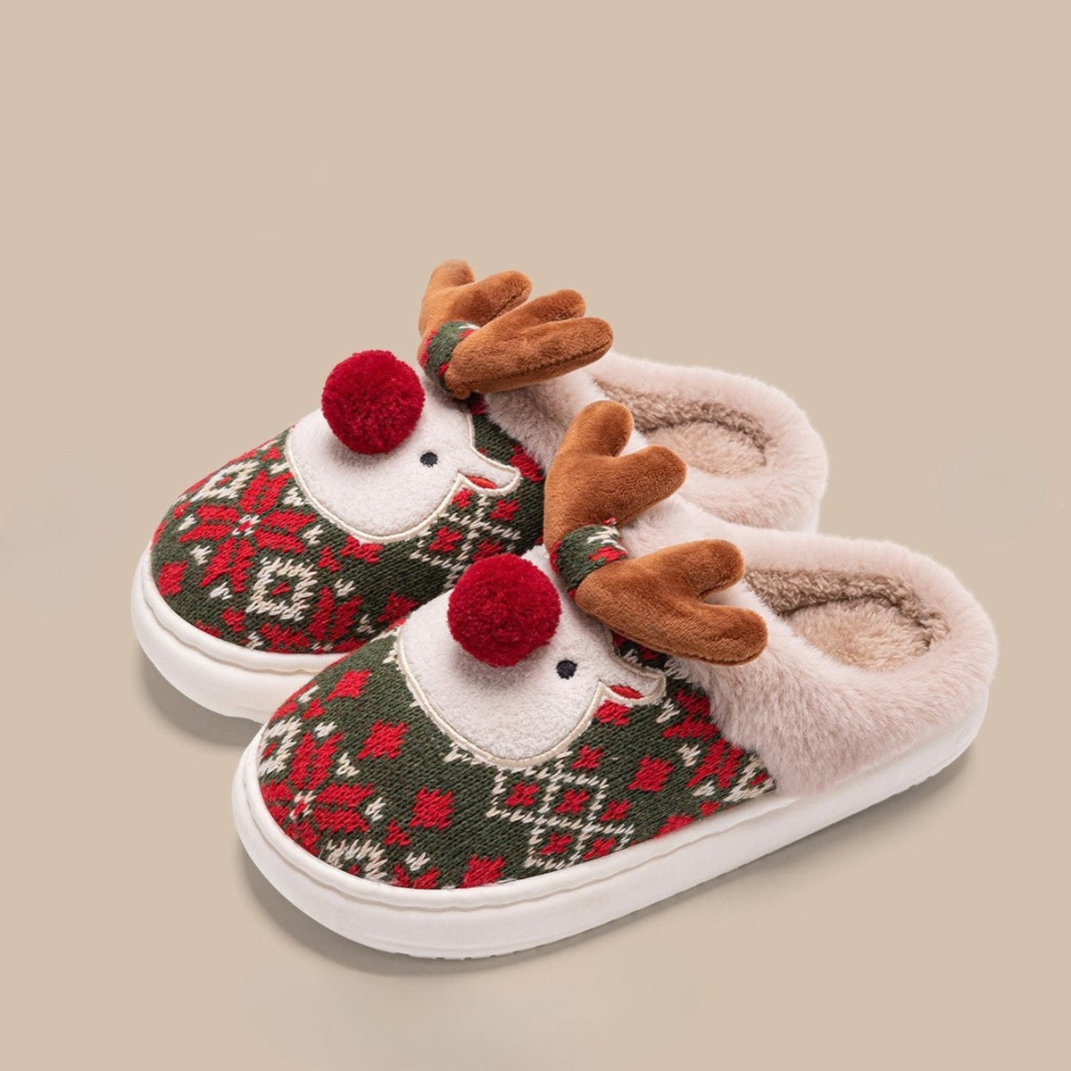 Chaussons renne à maille nordique — Amielle Paris