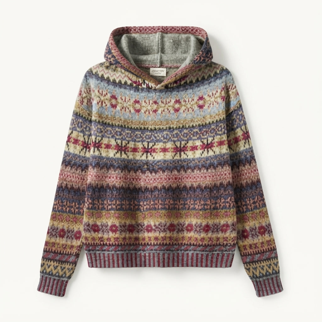 Pull à capuche en maille à motifs nordiques — Amielle Paris