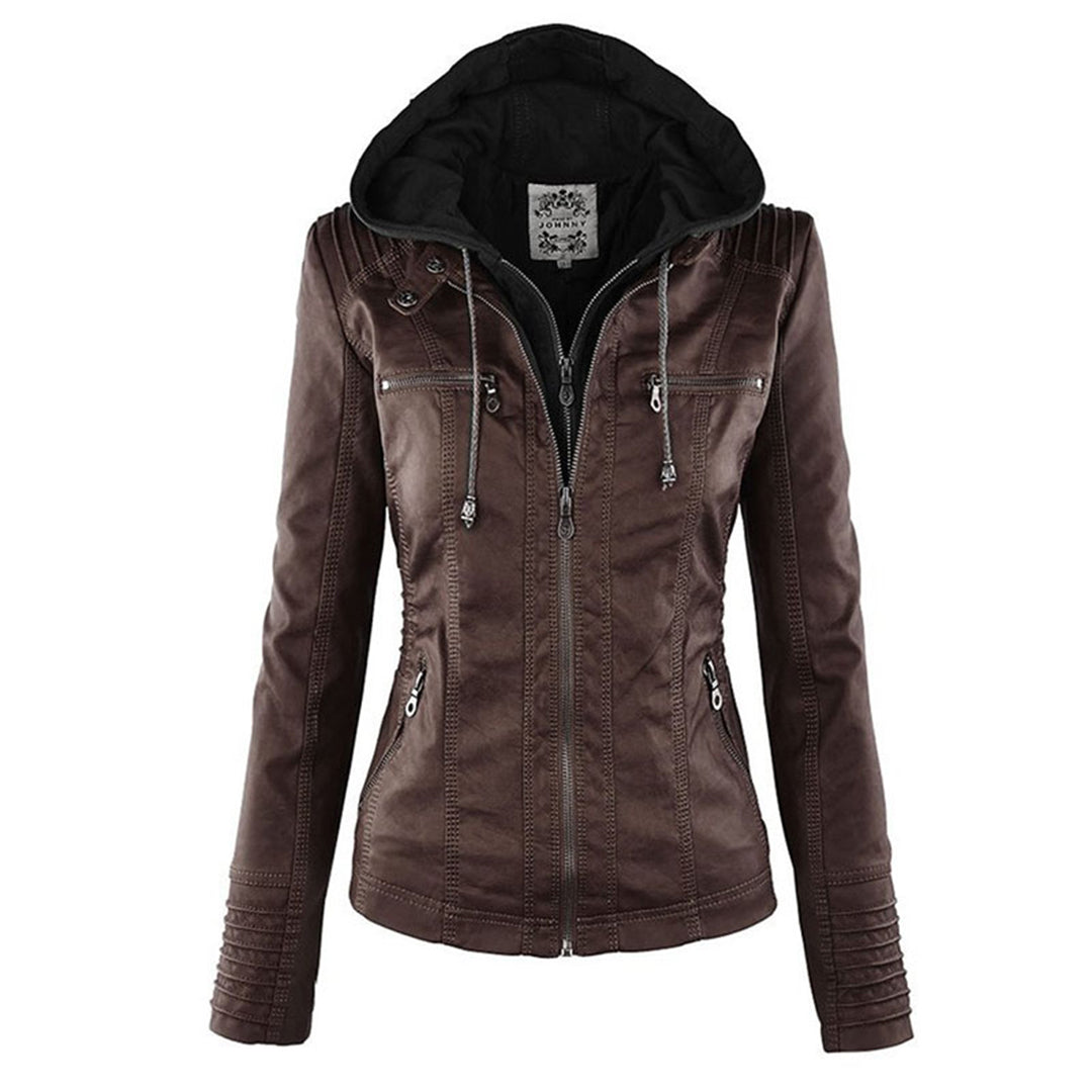 Veste aspect cuir à capuche amovible — Amielle Paris