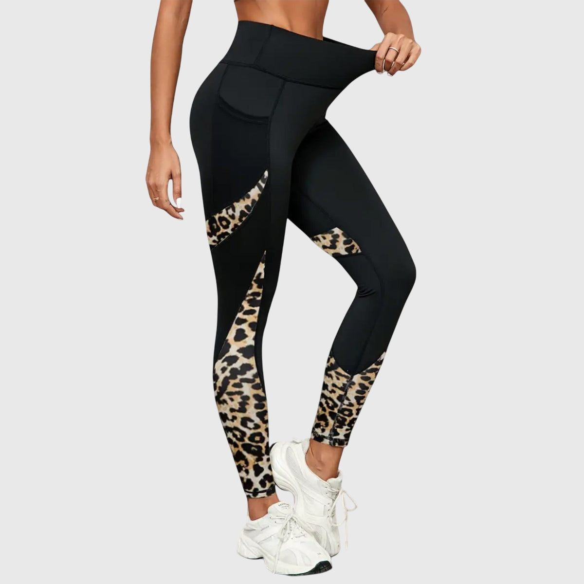 Legging léopard taille haute à poche discrète — Amielle Paris