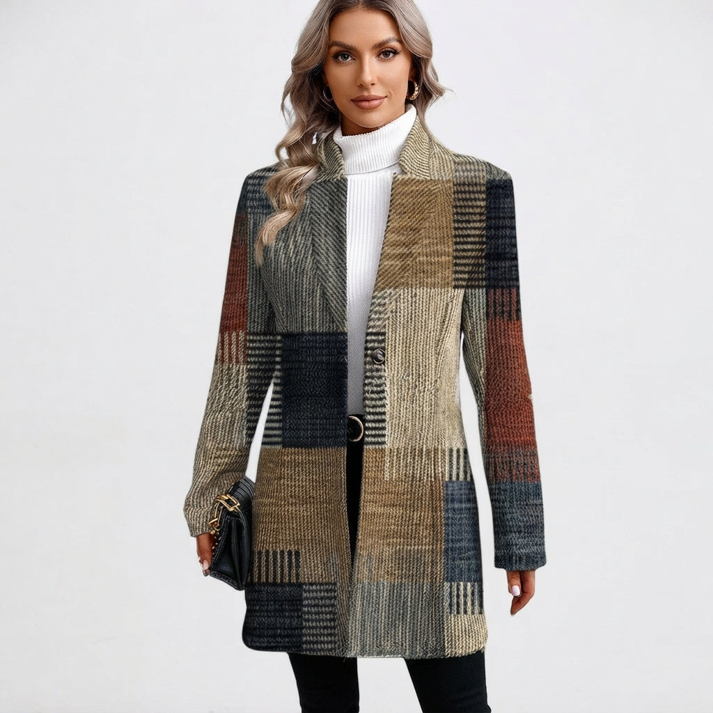 Blazer en tweed à motif patchwork multicolore — Amielle Paris