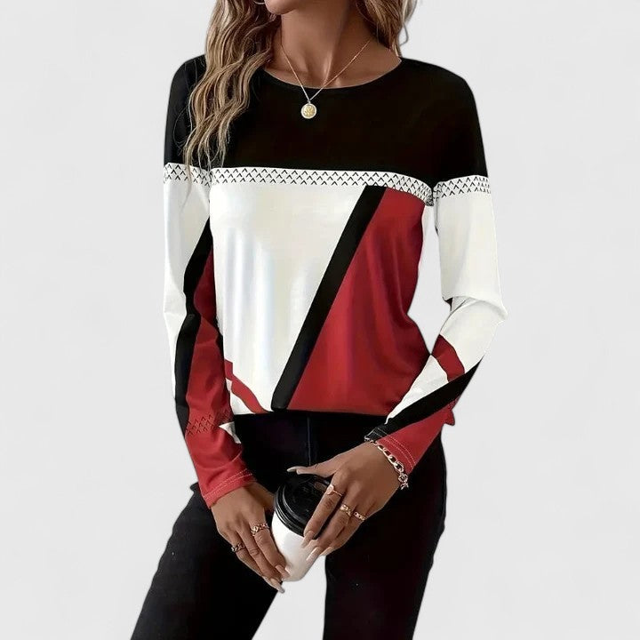 Pull à col rond et blocs de couleur contrastés — Amielle Paris
