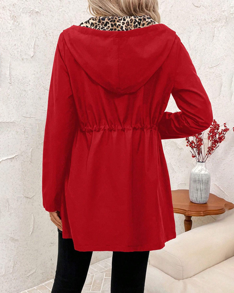 Manteau à capuche avec doublure léopard — Amielle Paris
