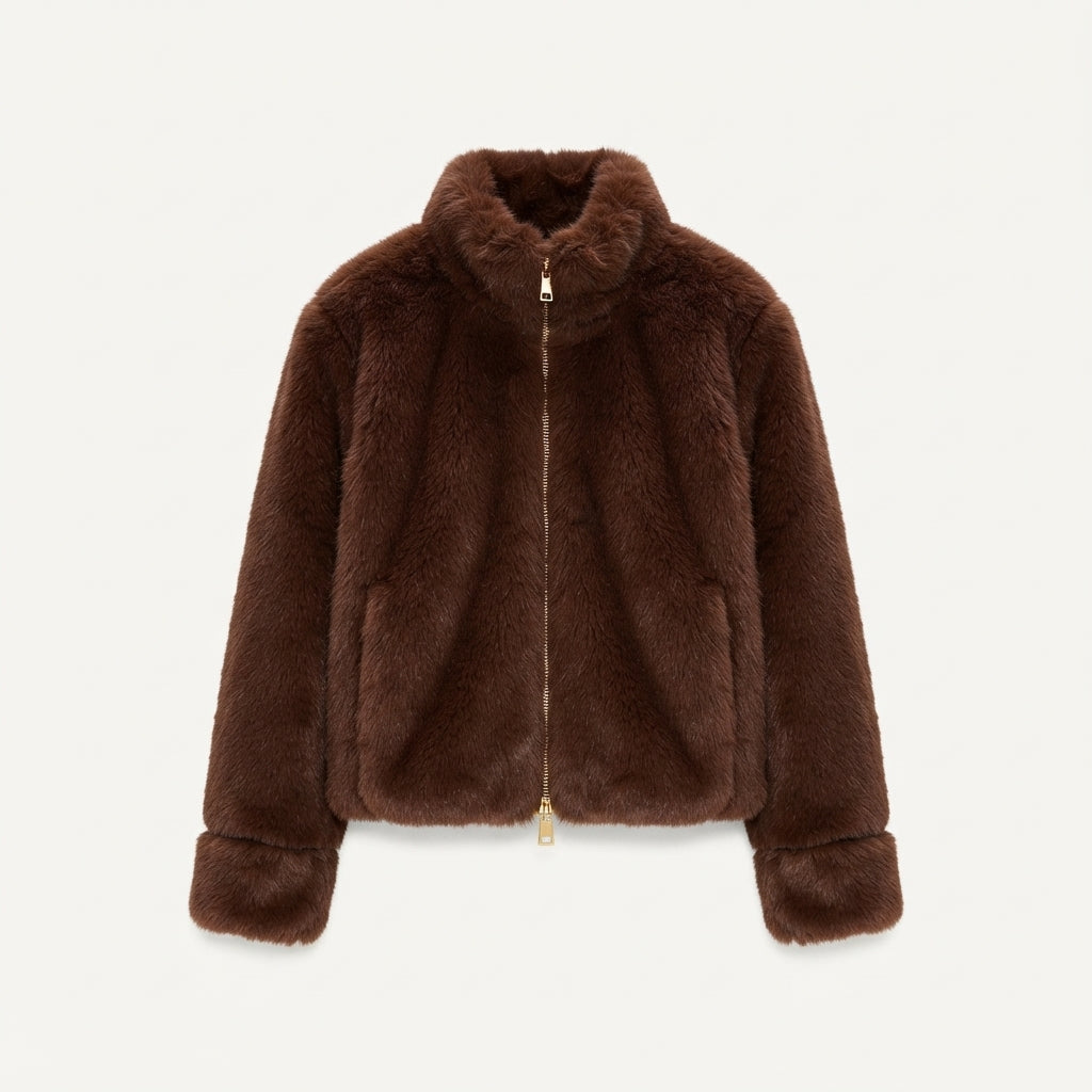 Veste en fausse fourrure à col montant — Amielle Paris