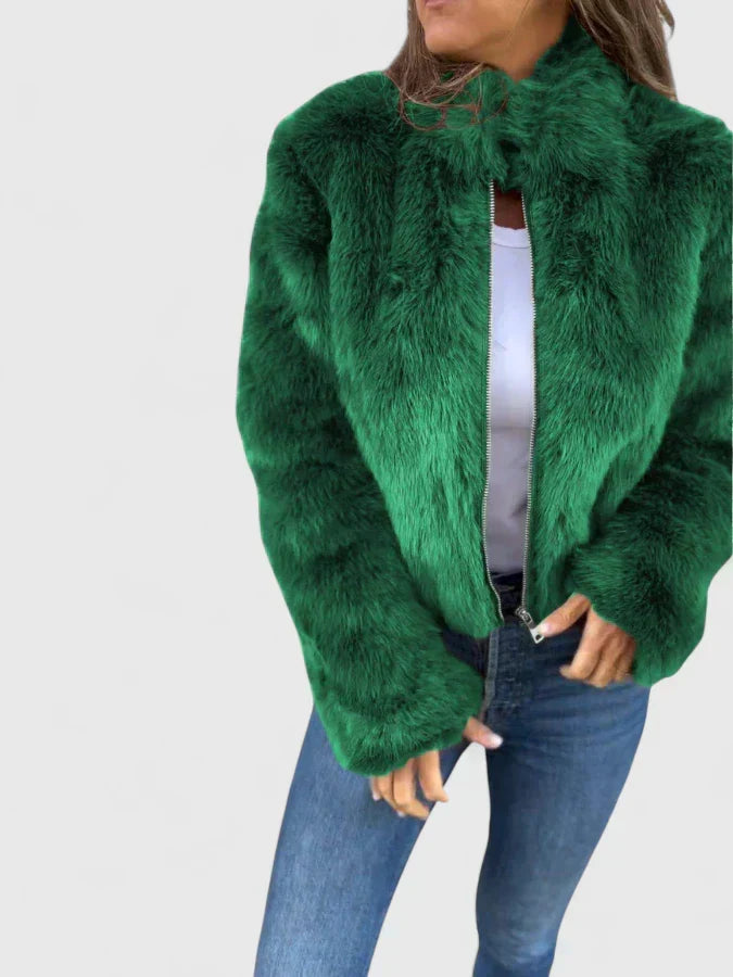 Veste en fausse fourrure à col montant — Amielle Paris