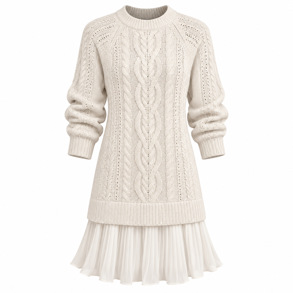 Robe-pull en maille torsadée à bas plissé — Amielle Paris