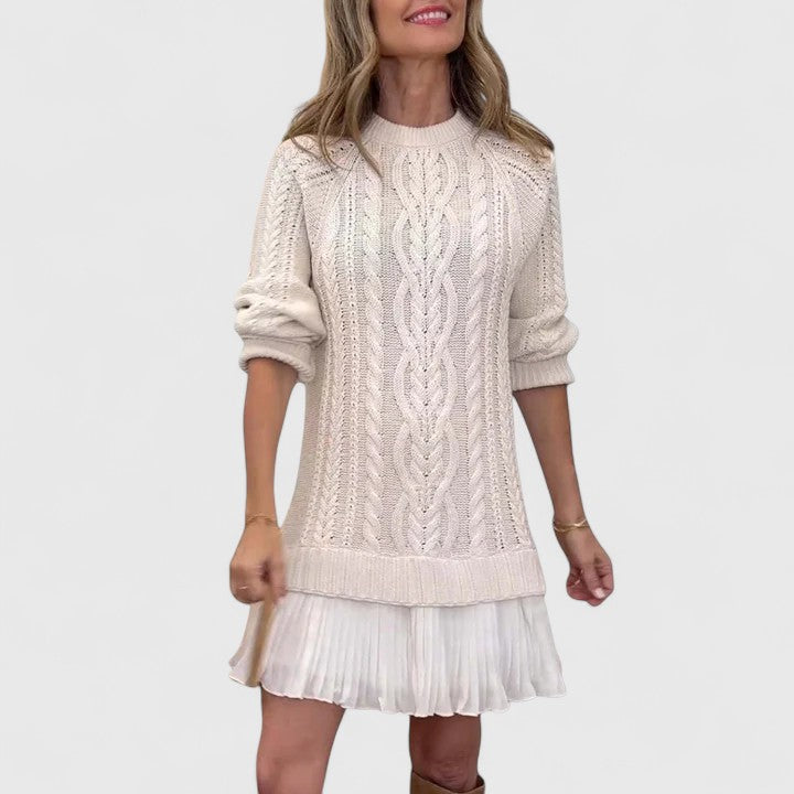 Robe-pull en maille torsadée à bas plissé — Amielle Paris