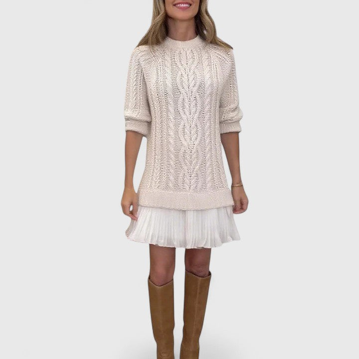 Robe-pull en maille torsadée à bas plissé — Amielle Paris