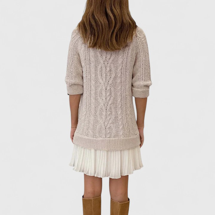 Robe-pull en maille torsadée à bas plissé — Amielle Paris