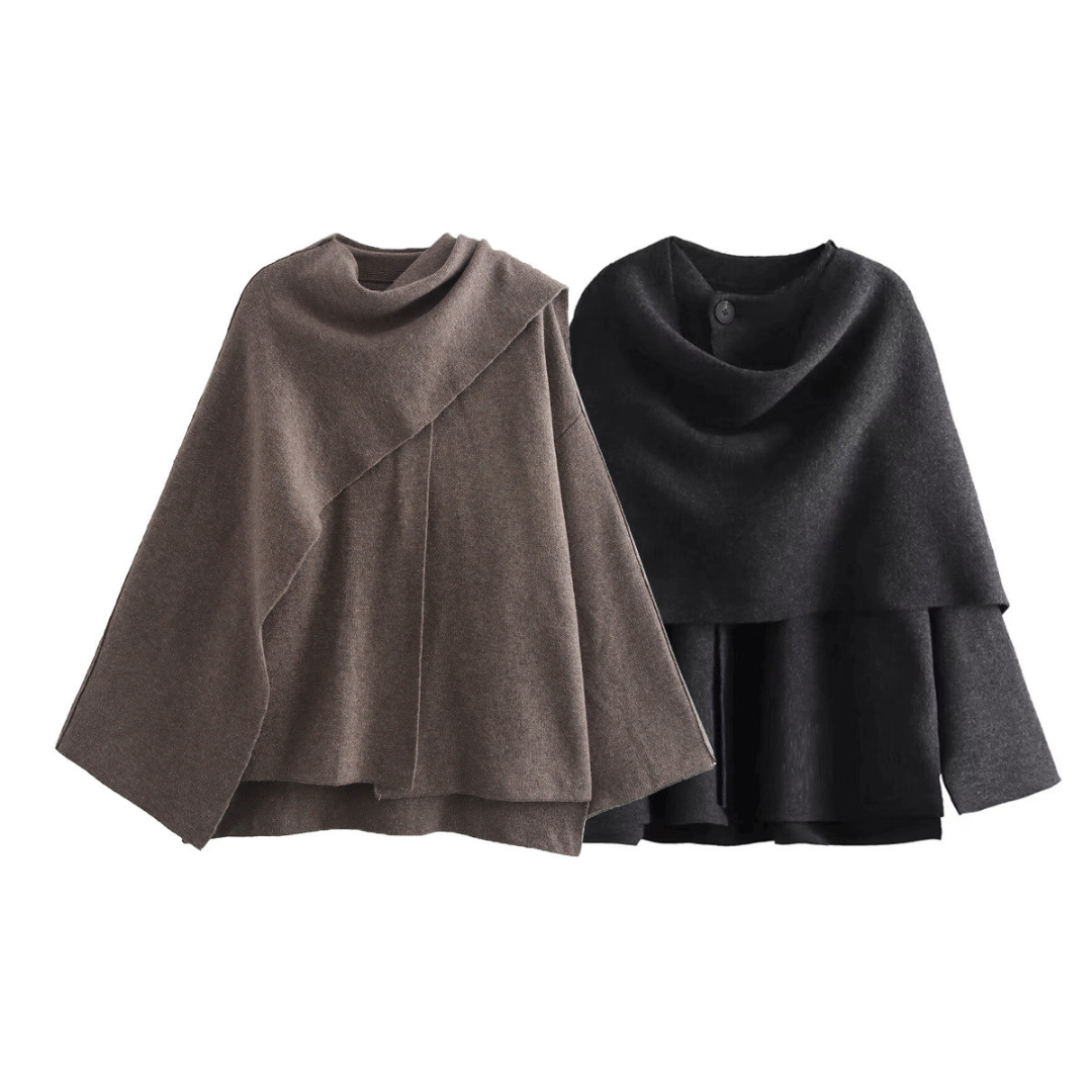 Manteau cape ample à finition texturée — Amielle Paris