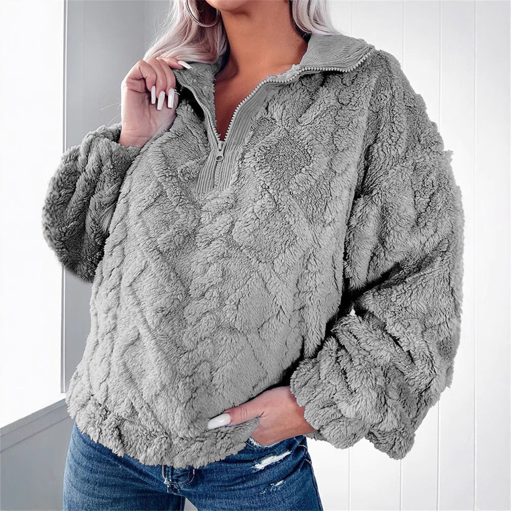 Pull polaire texturé à col zippé — Amielle Paris
