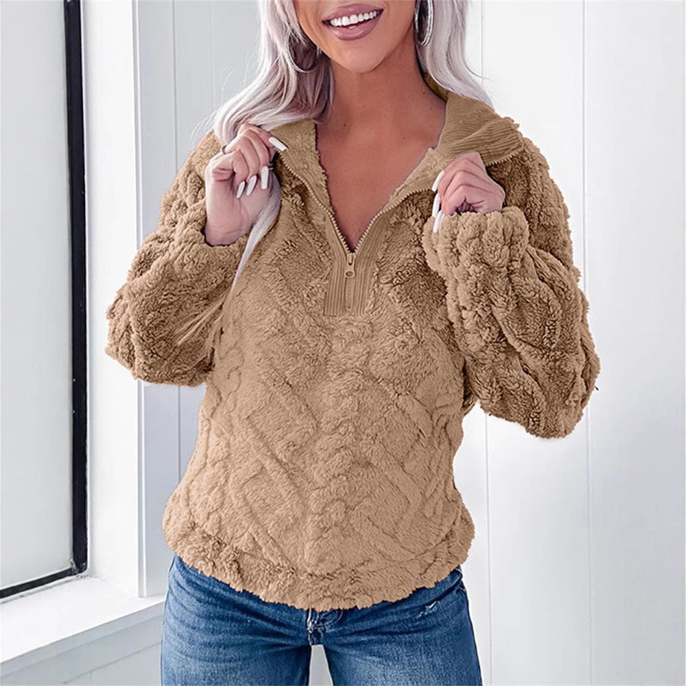 Pull polaire texturé à col zippé — Amielle Paris