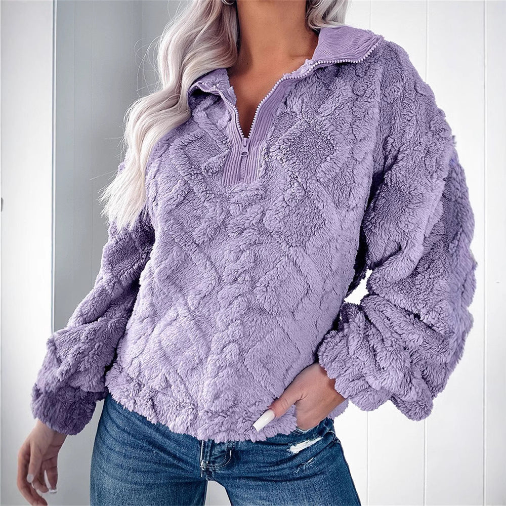 Pull polaire texturé à col zippé — Amielle Paris