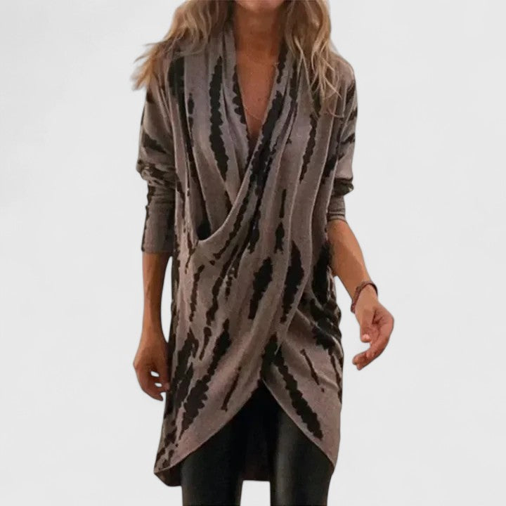 Robe portefeuille rayée à ourlet tulipe — Amielle Paris