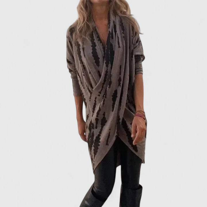 Robe portefeuille rayée à ourlet tulipe — Amielle Paris
