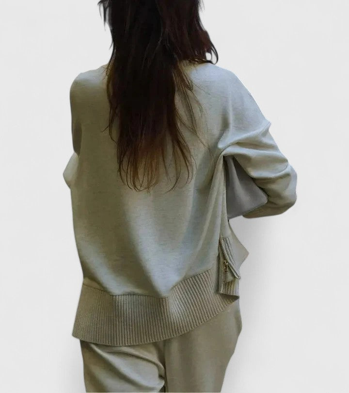 Ensemble deux pièces en maille côtelée à col montant — Amielle Paris