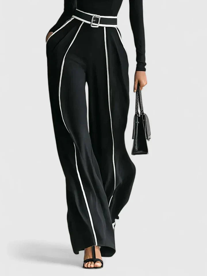 Ensemble col roulé et pantalon large à détails contrastés — Amielle Paris
