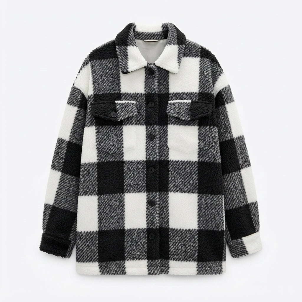 Veste polaire texturée à carreaux — Amielle Paris