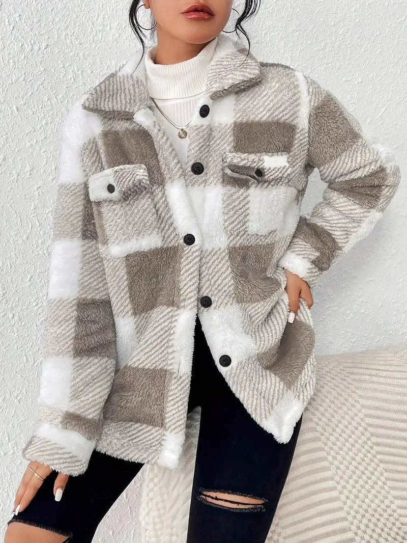Veste polaire texturée à carreaux — Amielle Paris