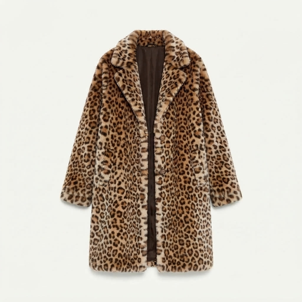 Manteau en fausse fourrure à imprimé léopard — Amielle Paris