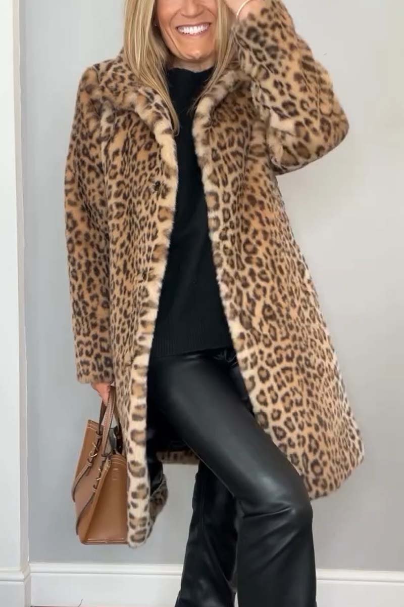 Manteau en fausse fourrure à imprimé léopard — Amielle Paris