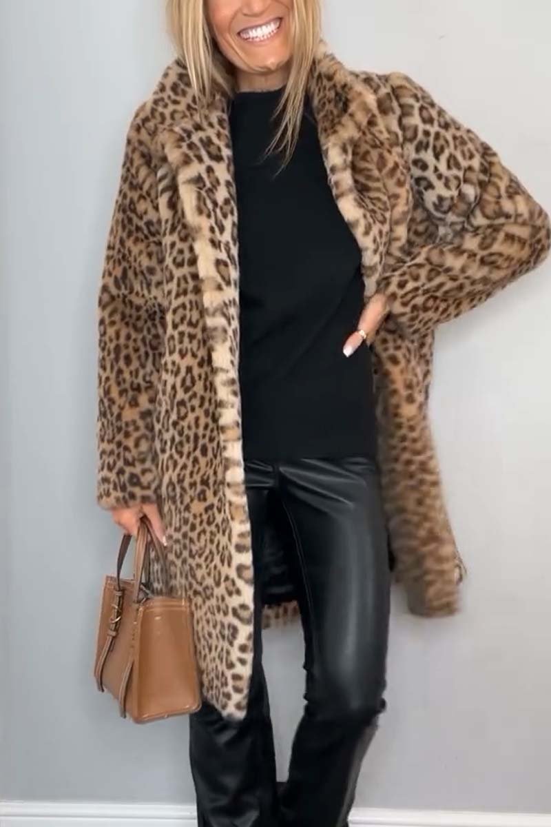 Manteau en fausse fourrure à imprimé léopard — Amielle Paris