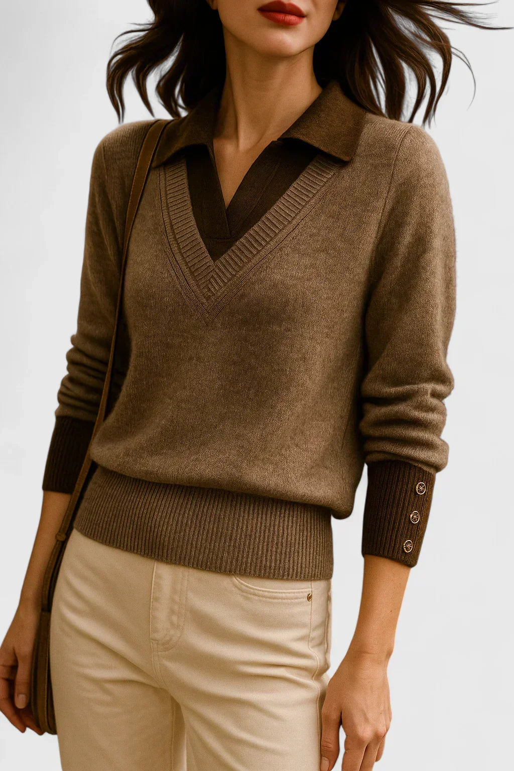 Pull à col polo et finitions contrastées — Amielle Paris