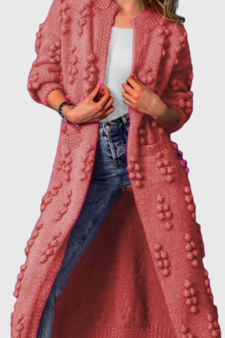 Gilet long en grosse maille à boules en relief — Amielle Paris