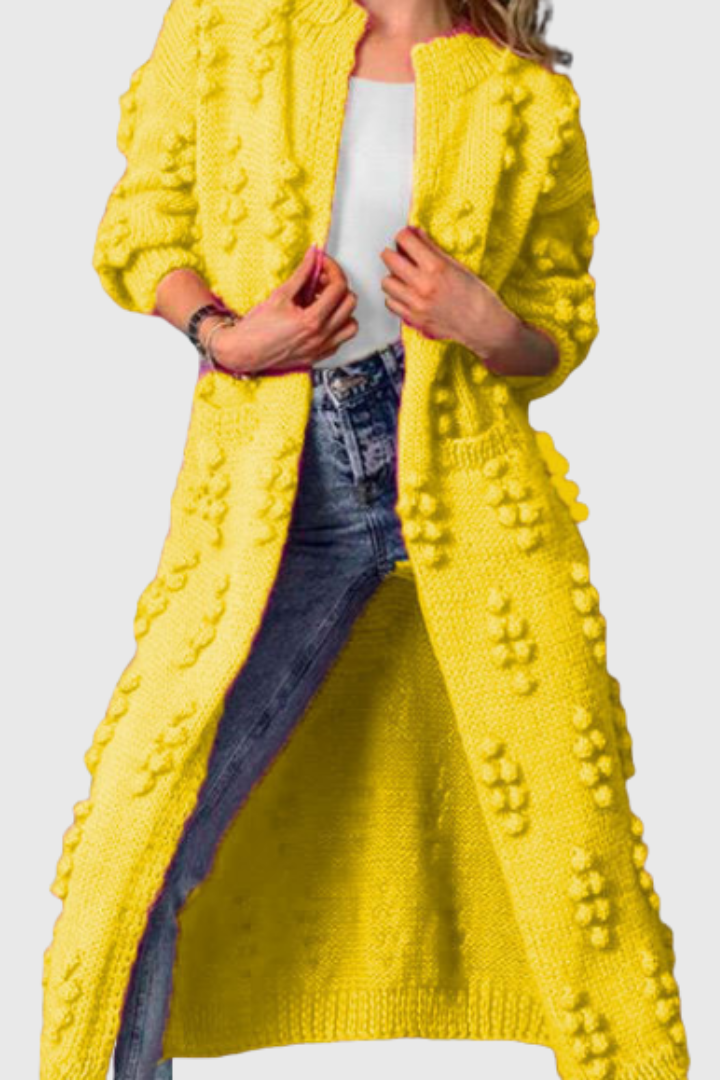 Gilet long en grosse maille à boules en relief — Amielle Paris