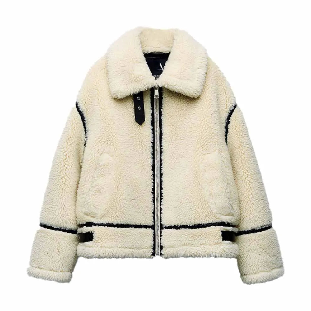 Veste ample effet peluche à bordures contrastées — Amielle Paris