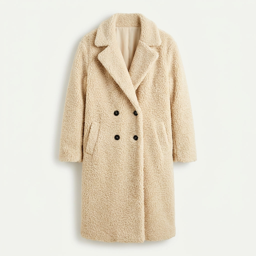 Manteau long en polaire effet peluche boutonné — Amielle Paris