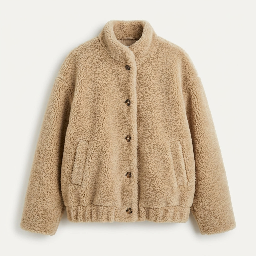 Veste ample effet peau lainée à boutons — Amielle Paris