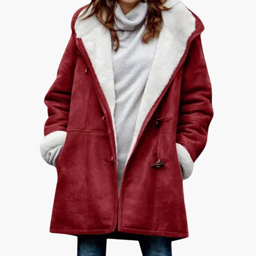 Manteau à capuche doublé de polaire à brandebourgs — Amielle Paris