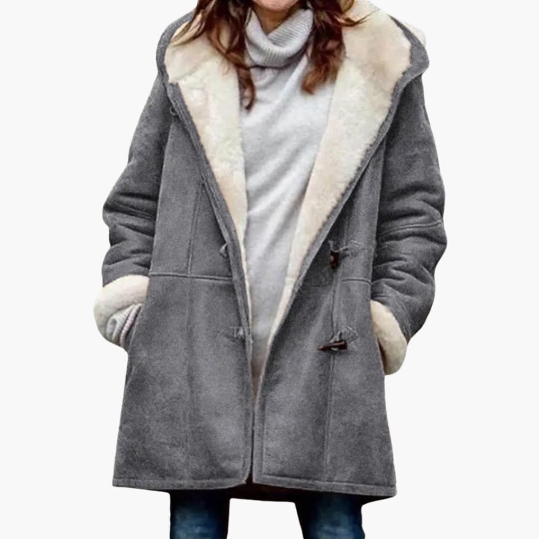 Manteau à capuche doublé de polaire à brandebourgs — Amielle Paris