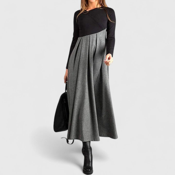 Robe longue bicolore à manches longues — Amielle Paris