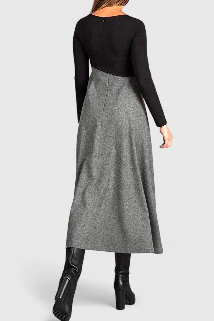 Robe longue bicolore à manches longues — Amielle Paris