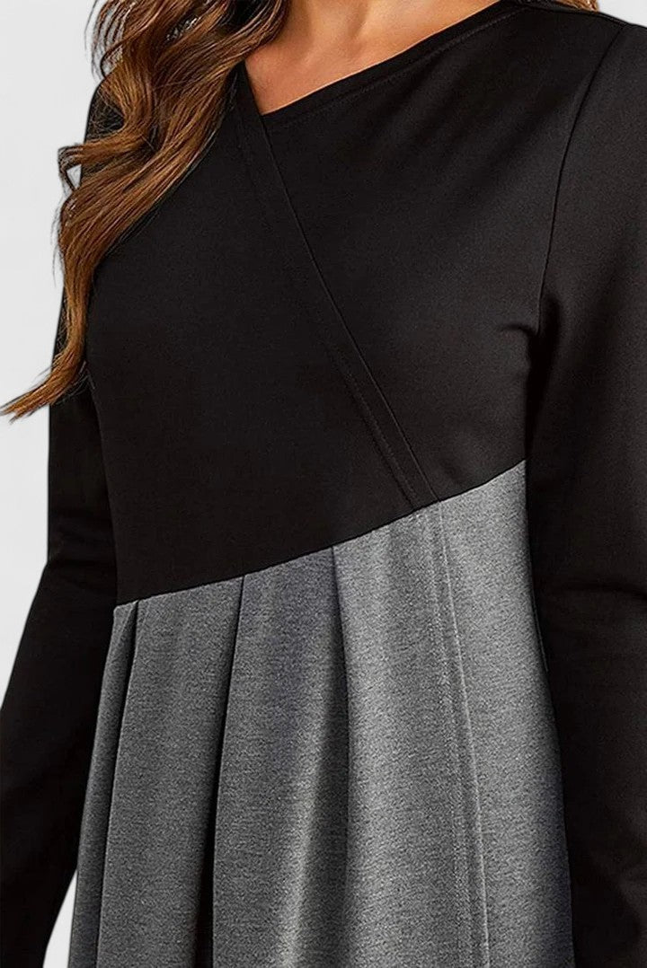 Robe longue bicolore à manches longues — Amielle Paris