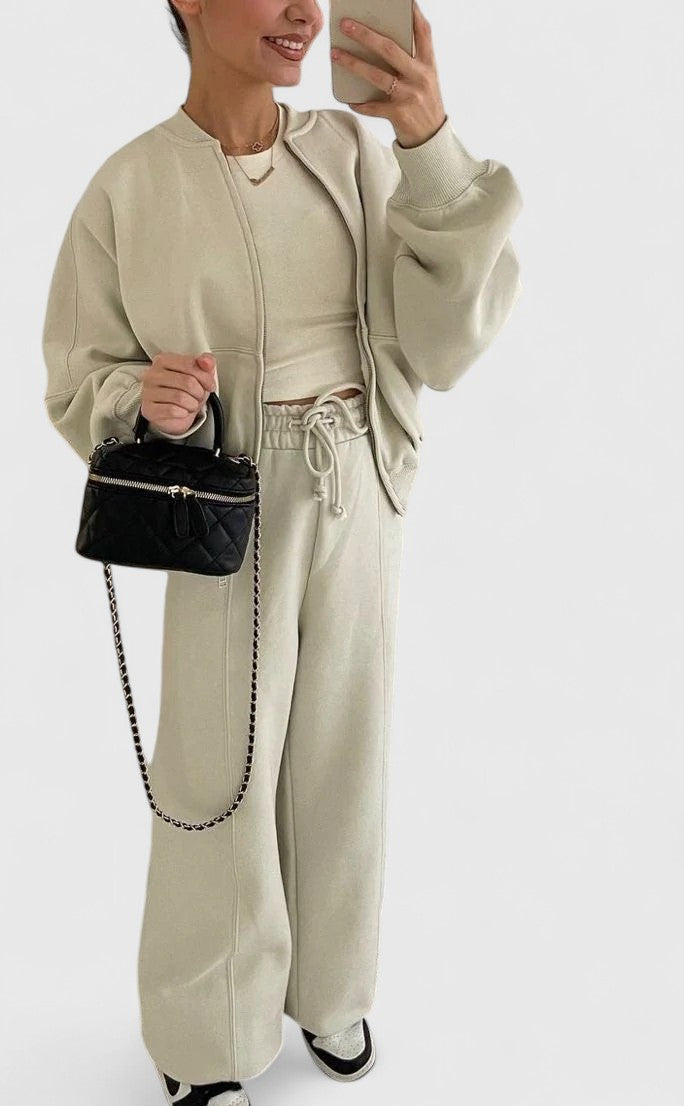 Isla | Ensemble pull et pantalon en maille côtelée — Amielle Paris