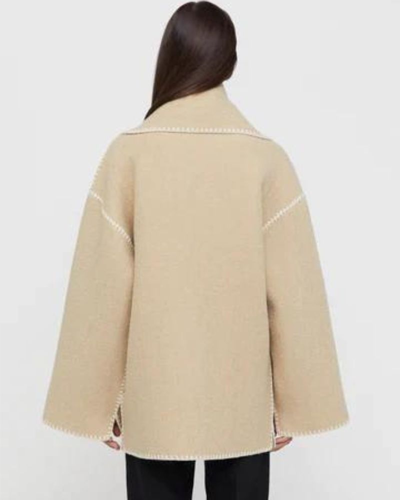 Freya | Veste cape en laine à franges — Amielle Paris