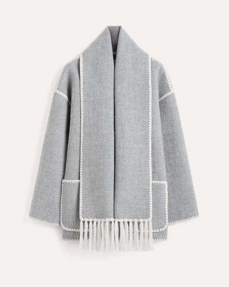 Freya | Veste cape en laine à franges — Amielle Paris