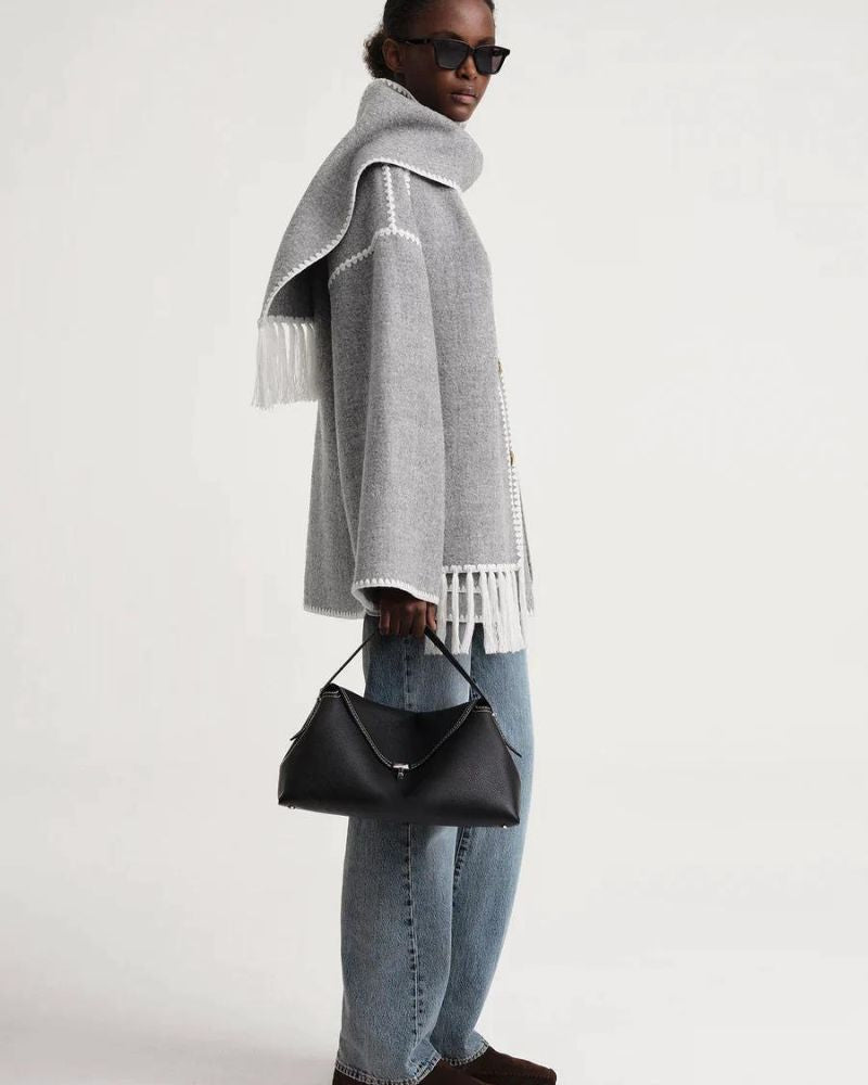 Freya | Veste cape en laine à franges — Amielle Paris