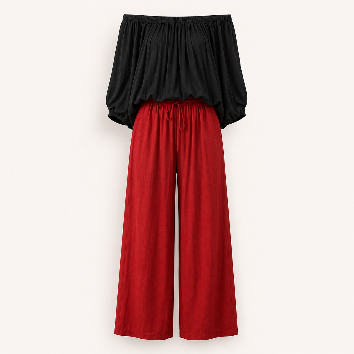 Lyra | Ensemble épaules dénudées et pantalon large — Amielle Paris