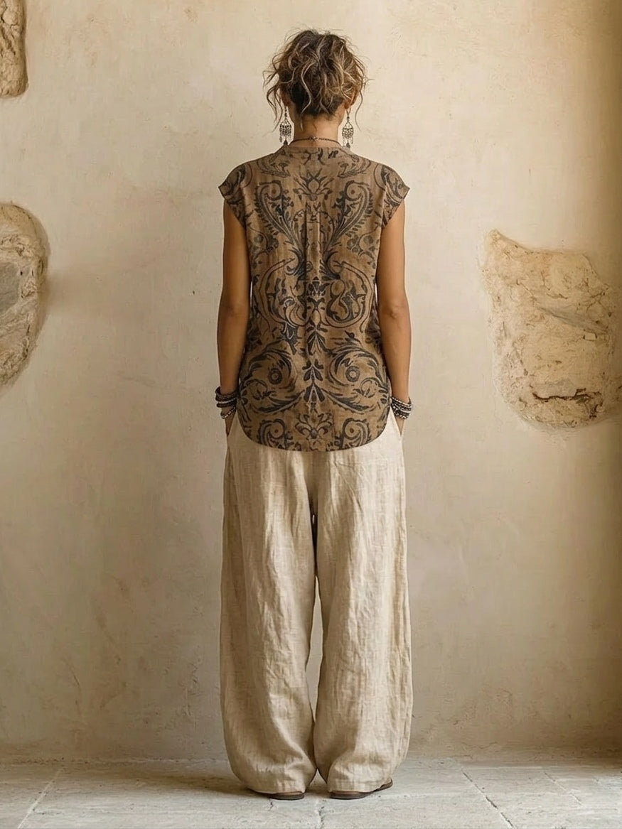Astrid | Ensemble ample trois pièces en lin — Amielle Paris