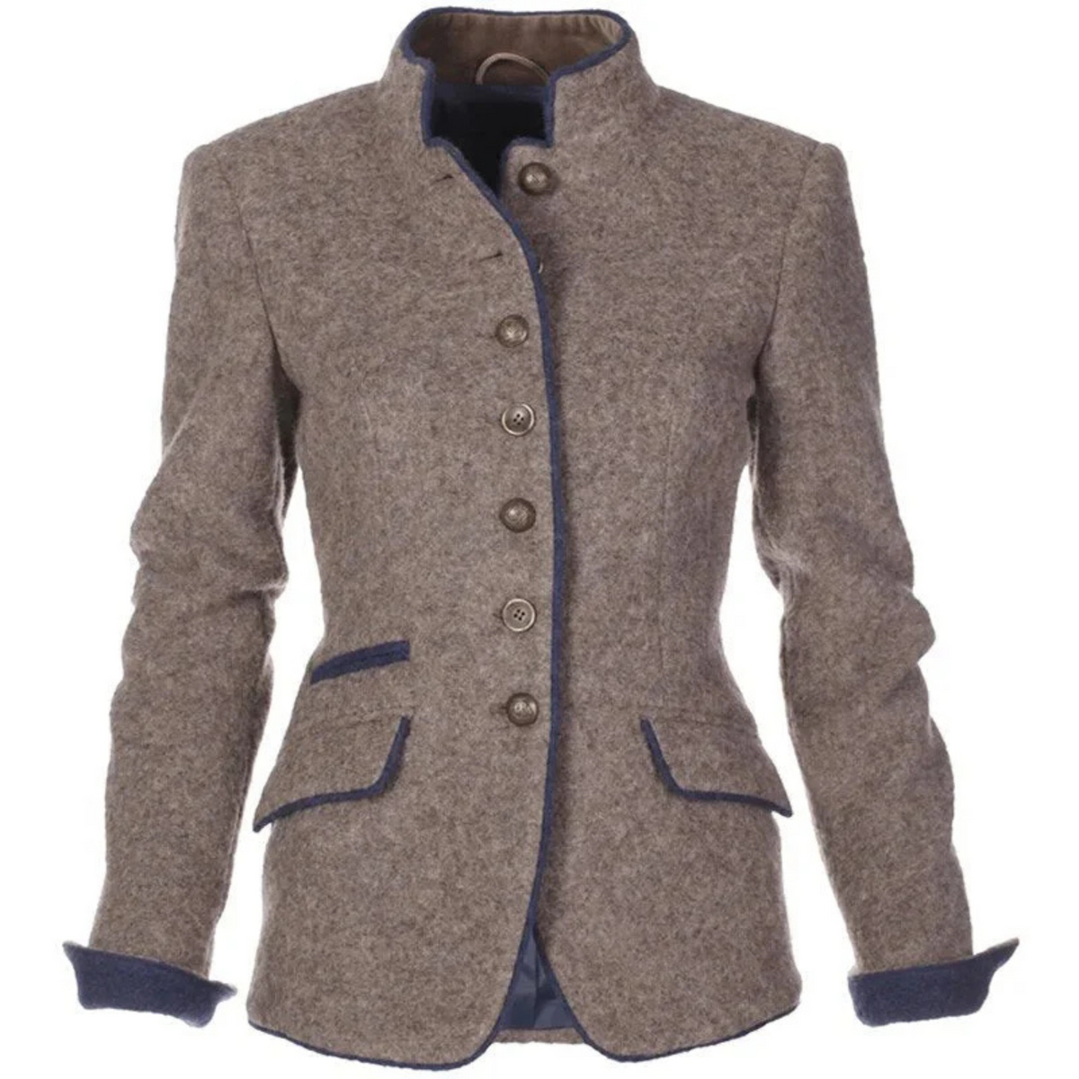 Edwina | Veste en laine mélangée à col officier — Amielle Paris