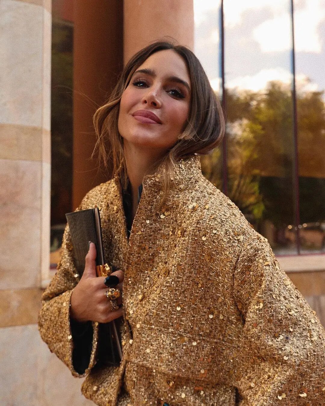 Arabella | Veste courte à sequins dorés — Amielle Paris