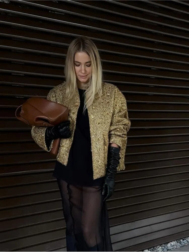 Arabella | Veste courte à sequins dorés — Amielle Paris