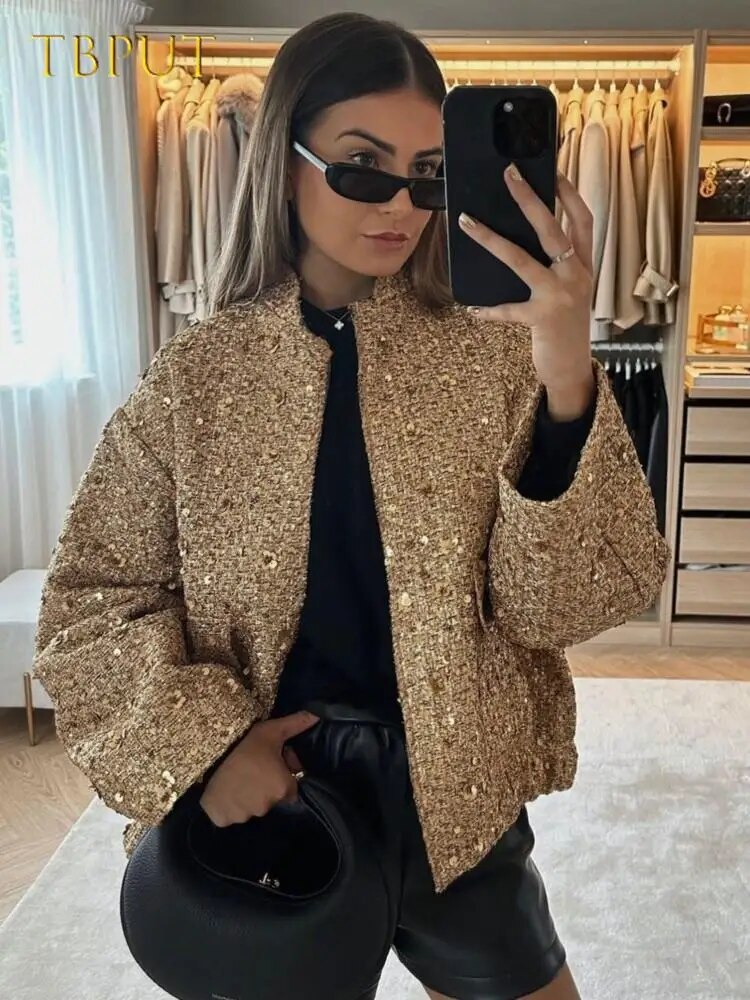 Arabella | Veste courte à sequins dorés — Amielle Paris