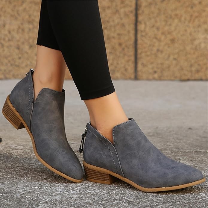 Juliette | Bottines à petit talon carré et zip latéral — Amielle Paris